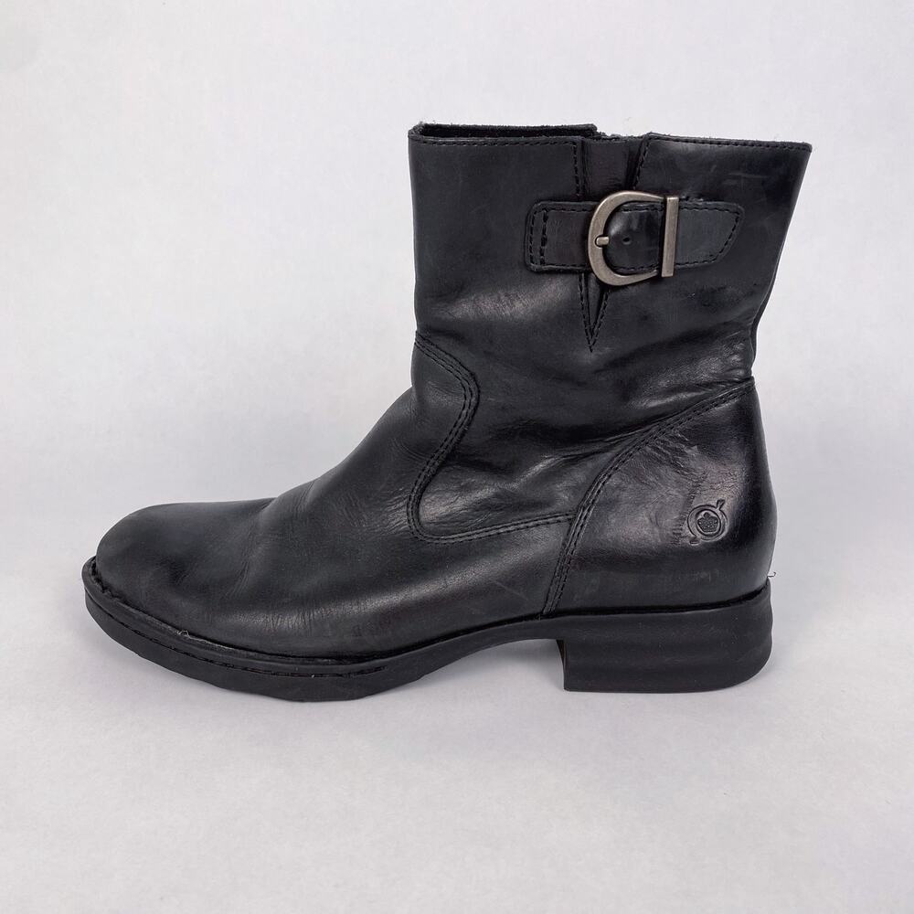Born Women's Leather Combat Booties Black 7.5
